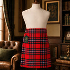 Clan MacFarlane Red Modern kilt full length view – Scottish Highland kilt for clan gatherings and weddings