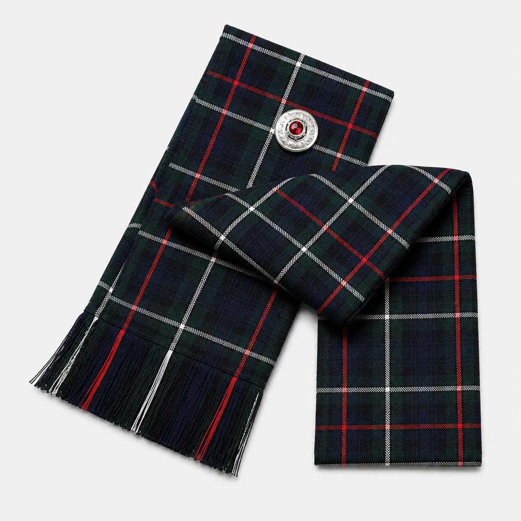 Mackenzie Tartan Sash front view – full-size women's Highland sash in rich clan Mackenzie tartan by Glenor Heritage