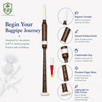 Ivory practice chanter finger holes close-up – traditional Scottish bagpipe practice instrument