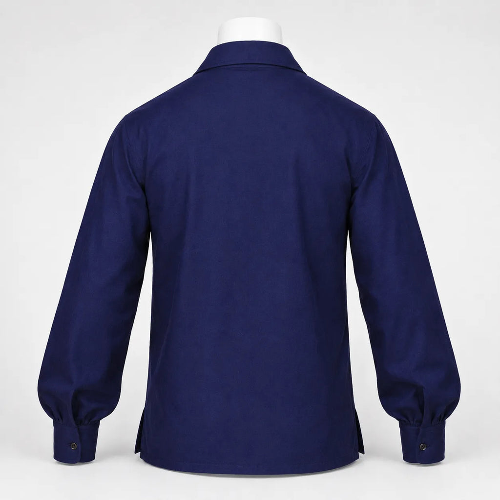 Navy Blue Highland Lace-Up Shirt – Classic Scottish Jacobite Style | Glenor Heritage