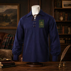 Navy Blue Highland Lace-Up Shirt – Classic Scottish Jacobite Style | Glenor Heritage