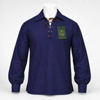 Navy Blue Highland Lace-Up Shirt – Classic Scottish Jacobite Style | Glenor Heritage