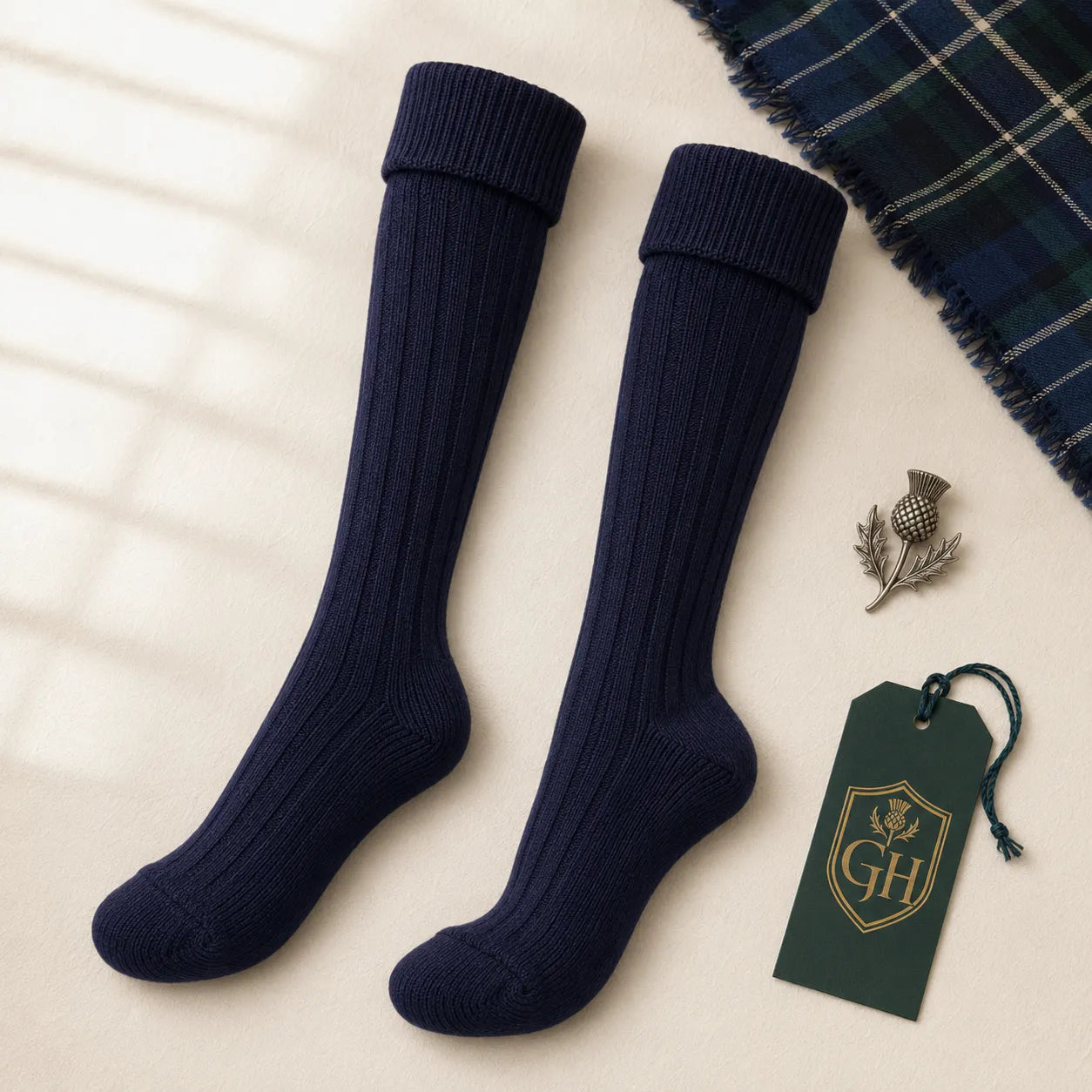 Navy Blue Kilt Hose – Traditional Highland Socks for Scottish Dress | Glenor Heritage