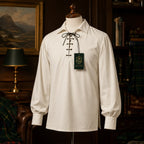 Off White Highland Lace-Up Shirt – Authentic Scottish Jacobite Apparel | Glenor Heritage