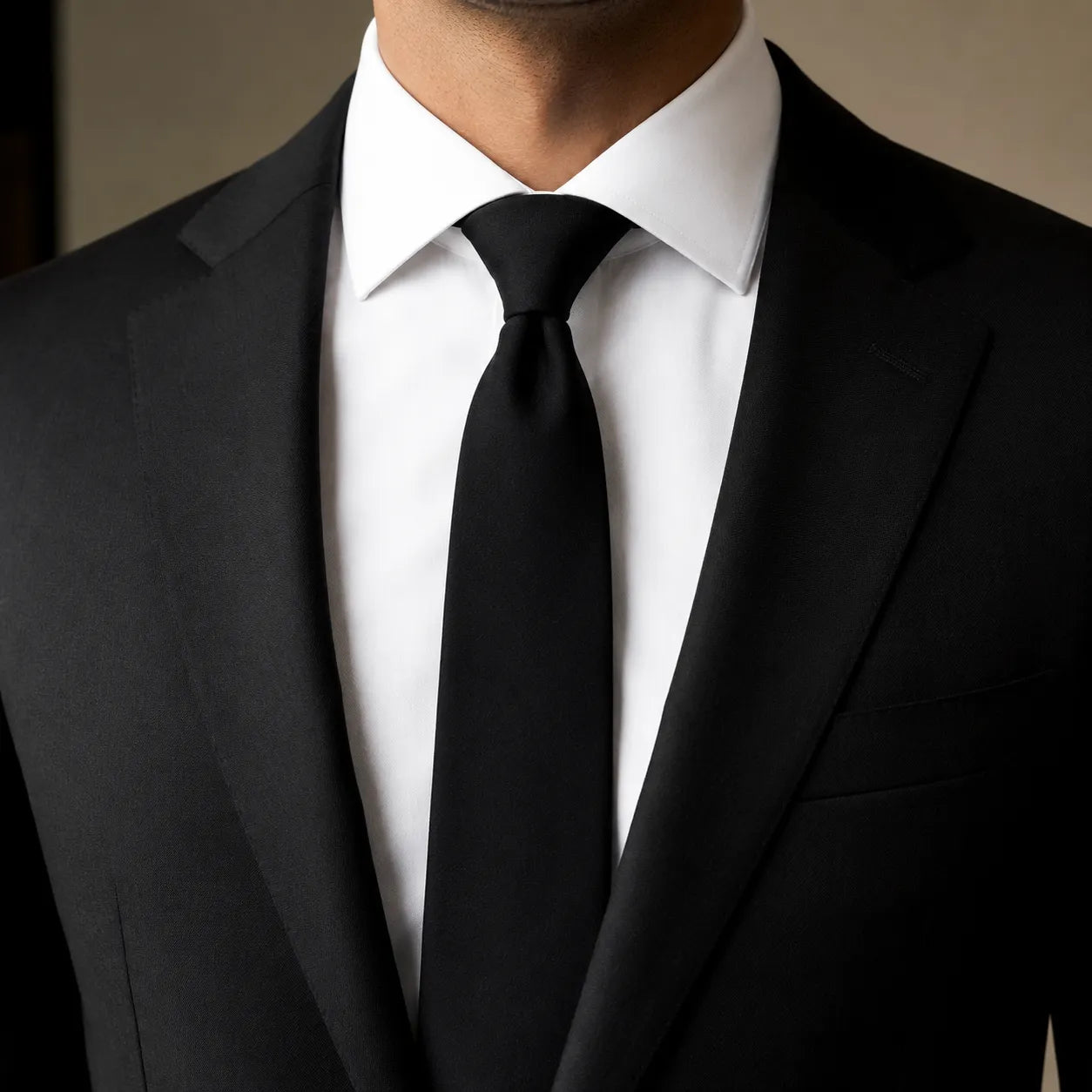 Plain Black Neck Tie – Classic Solid Black Tie for Weddings, Business & Formal Wear