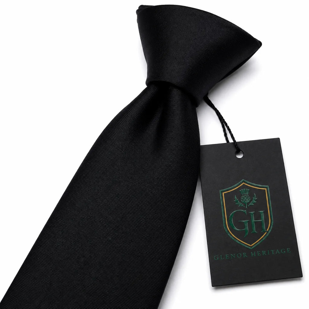 Plain Black Neck Tie – Classic Solid Black Tie for Weddings, Business & Formal Wear