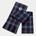 Pride of Scotland Tartan Sash front view – full-size women's Highland sash in navy purple tartan by Glenor Heritage