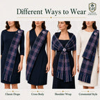 Pride of Scotland tartan sash draped showing full length and traditional fringe edging