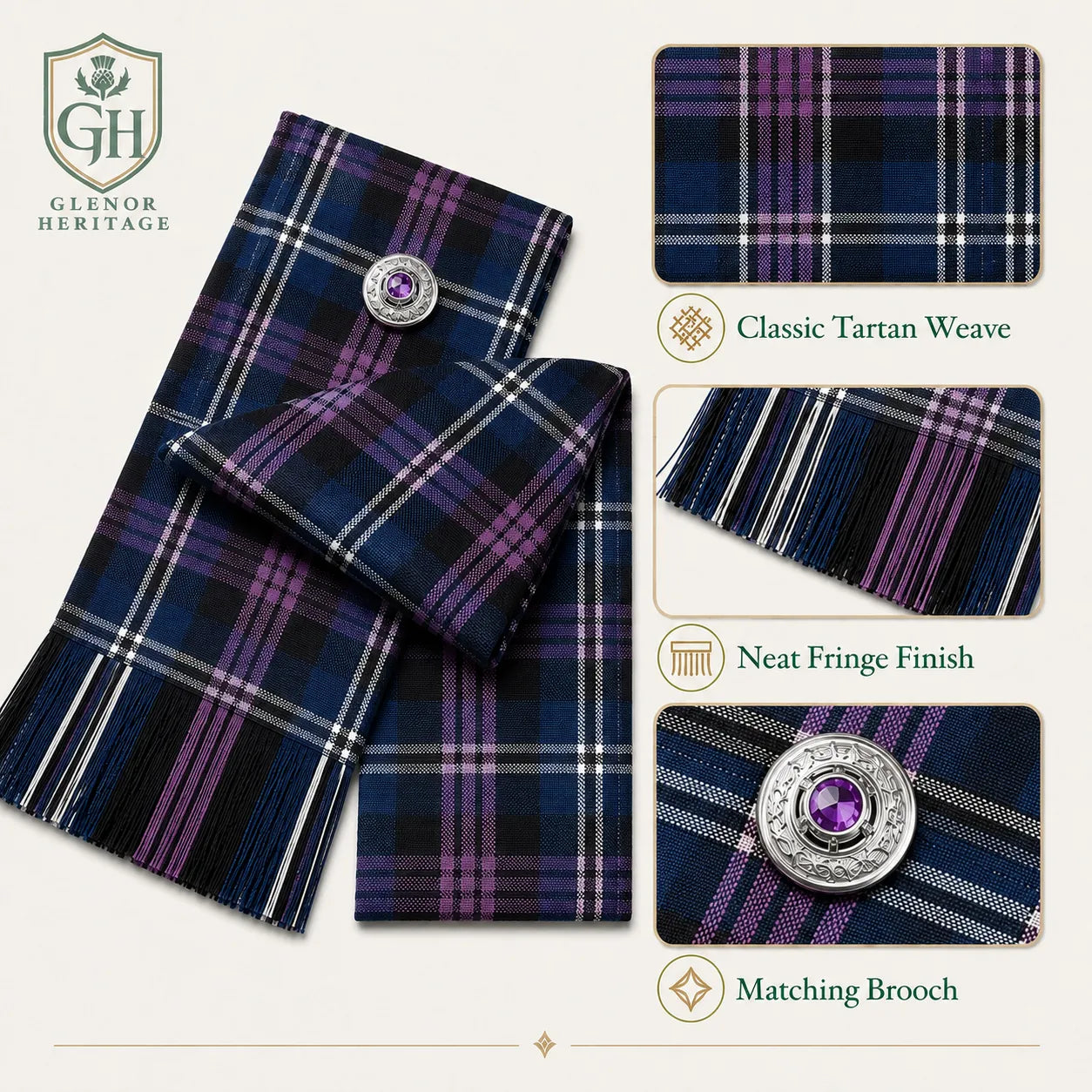 Pride of Scotland Tartan Sash – Traditional Women’s Scottish Tartan Wrap | Glenor Heritage