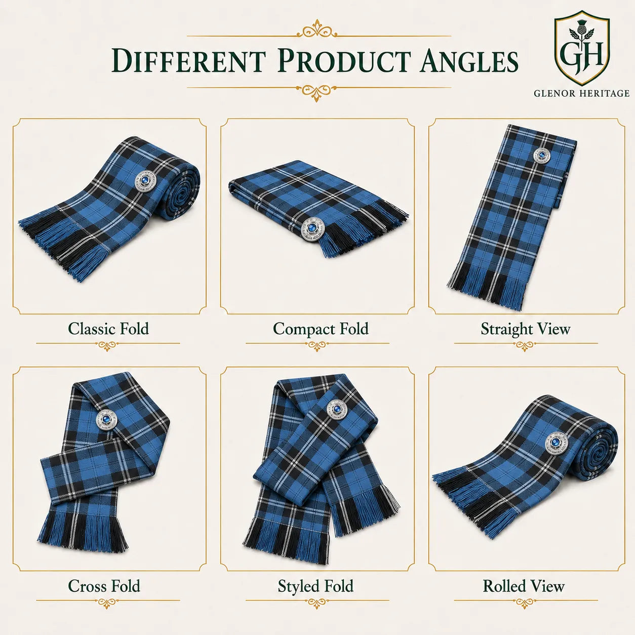 Ramsay Blue Tartan Sash worn over shoulder – formal Highland sash for Scottish weddings and clan gatherings