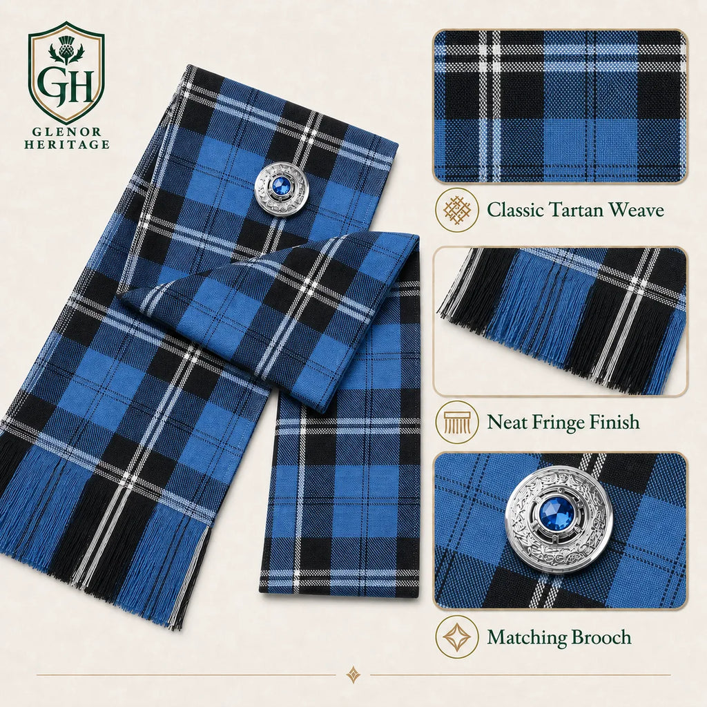 Ramsay Blue Tartan Sash – Full Size Scottish Highland Sash | Glenor Heritage
