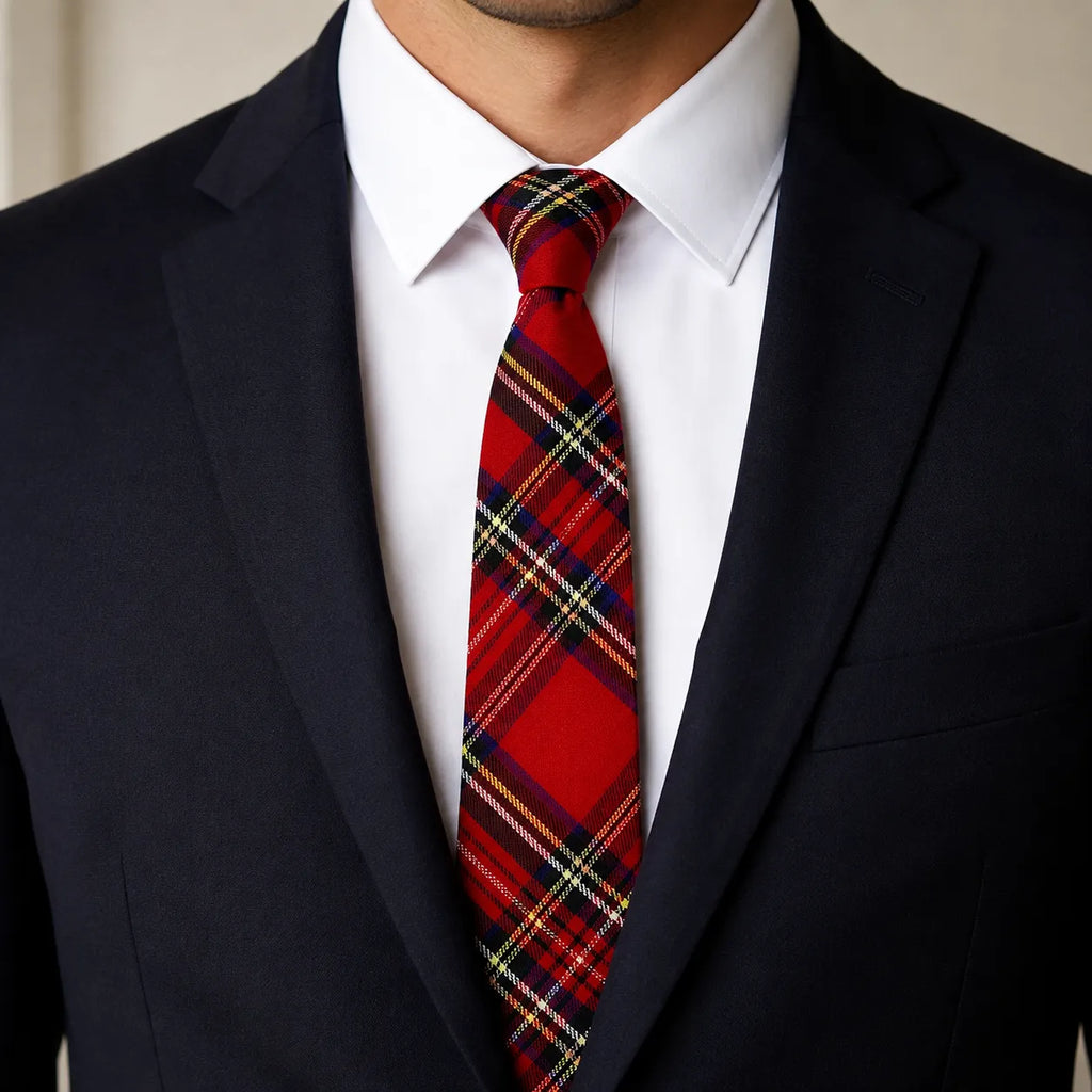 Royal Stewart Tartan Neck Tie – Classic Scottish Plaid Tie for Highland Wear, Weddings & Formal Occasions
