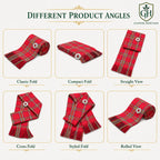 Royal Stewart Tartan Sash close-up showing bold red green and navy tartan pattern with fringe edging