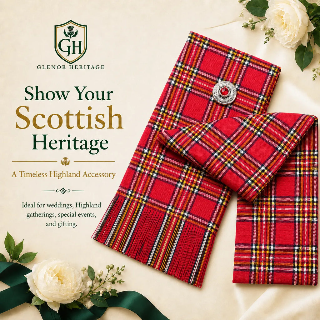 Royal Stewart Tartan Sash – Full Size Scottish Highland Sash | Glenor Heritage