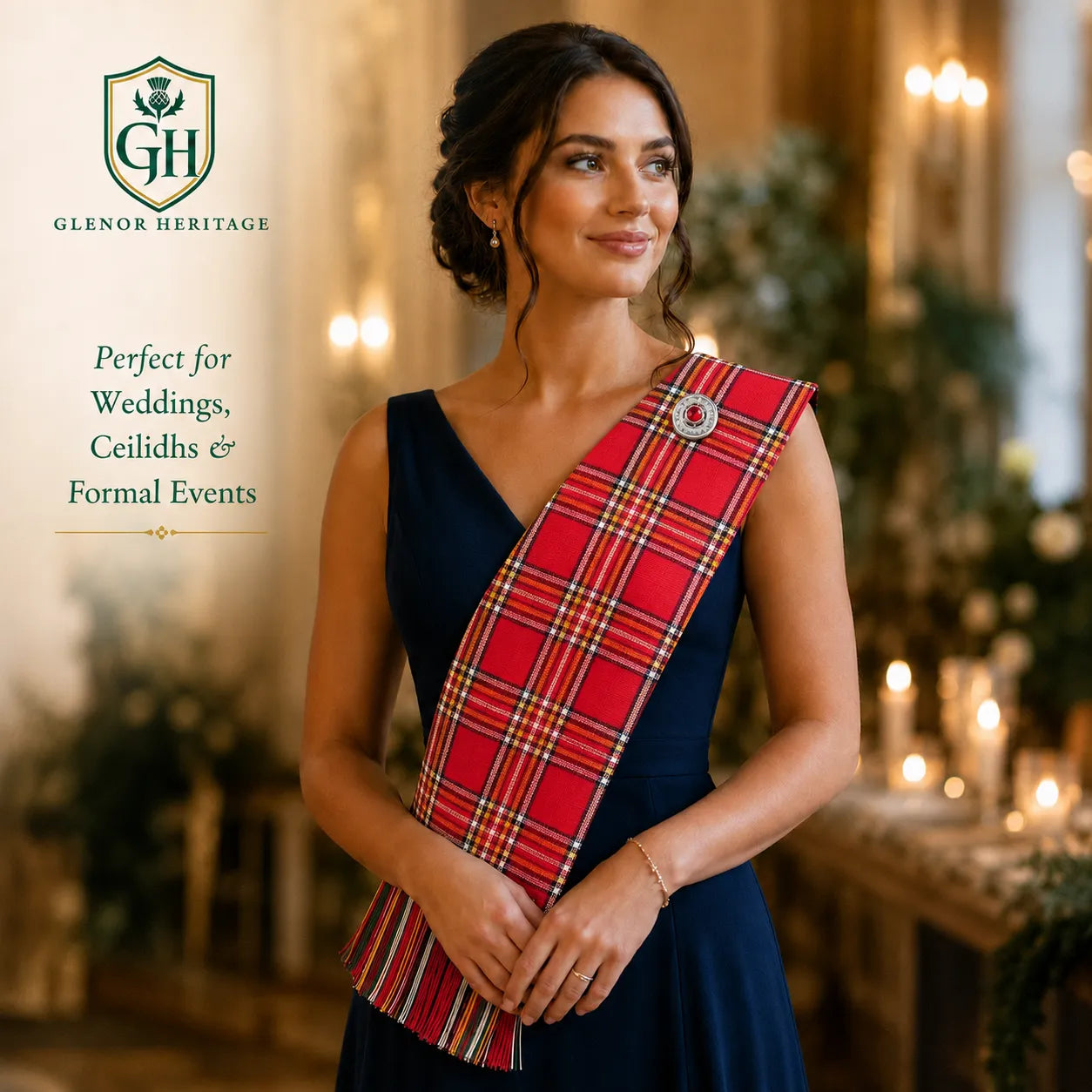 Royal Stewart Tartan Sash – Full Size Scottish Highland Sash | Glenor Heritage