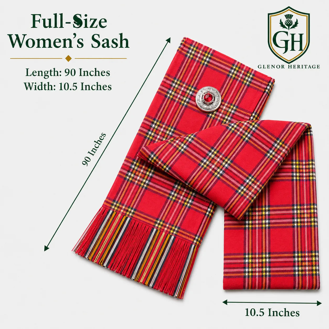 Royal Stewart Tartan Sash – Full Size Scottish Highland Sash | Glenor Heritage