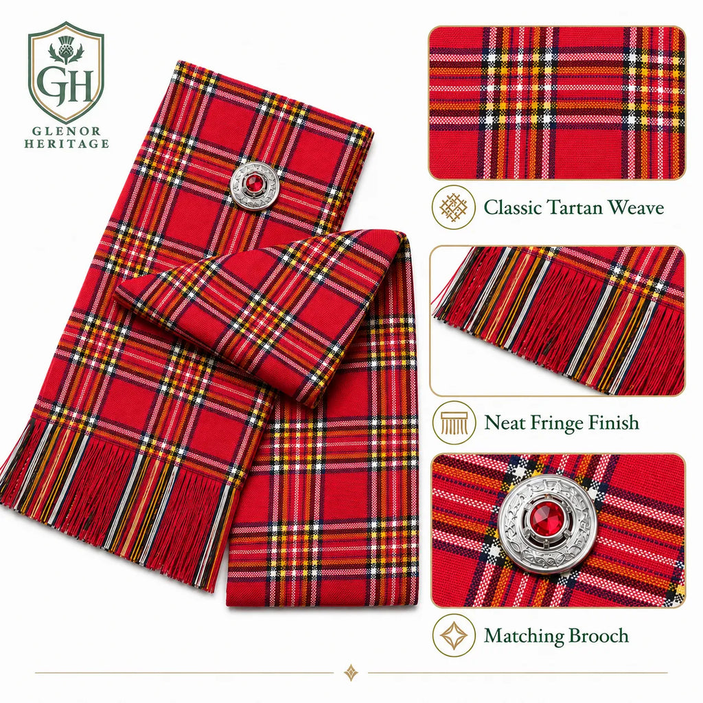 Royal Stewart Tartan Sash – Full Size Scottish Highland Sash | Glenor Heritage