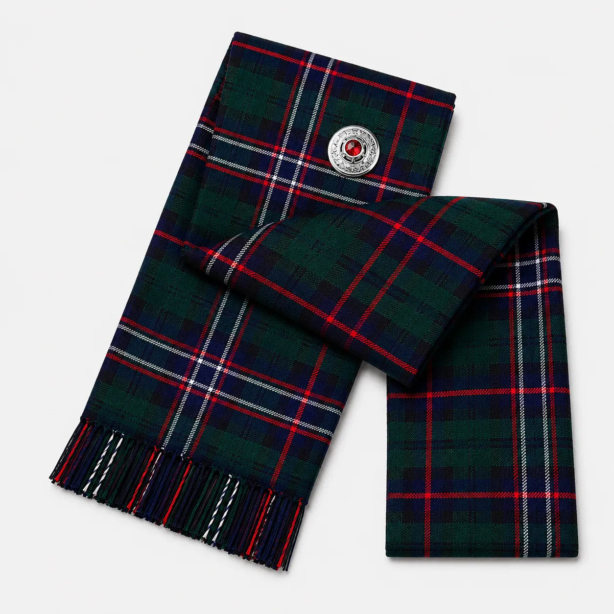 Scottish National Tartan Sash front view – full-size women's Highland sash in Scotland's official national tartan by Glenor Heritage