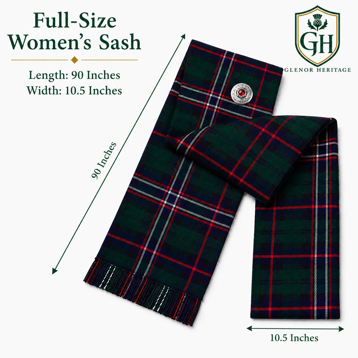 Scottish National Tartan Sash – Full Size Scottish Highland Sash | Glenor Heritage