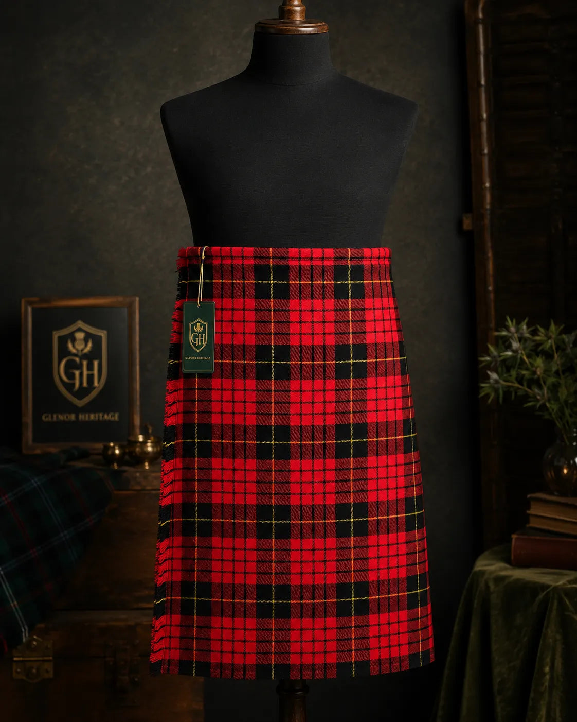 Glenor Heritage Clan Sweeny kilt waist strap and rust-resistant buckle close-up