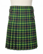 US Army tartan kilt side view showing traditional knife pleats and metal buckle closure