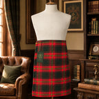 Ulster Red tartan kilt full length view – Irish Scottish heritage kilt for Celtic festivals and weddings