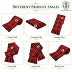 Wallace tartan sash draped showing full length and traditional fringe edging – Scottish Highland sash