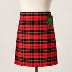 Wallace tartan kilt front view – bold red and yellow plaid of Scotland's legendary clan with leather straps