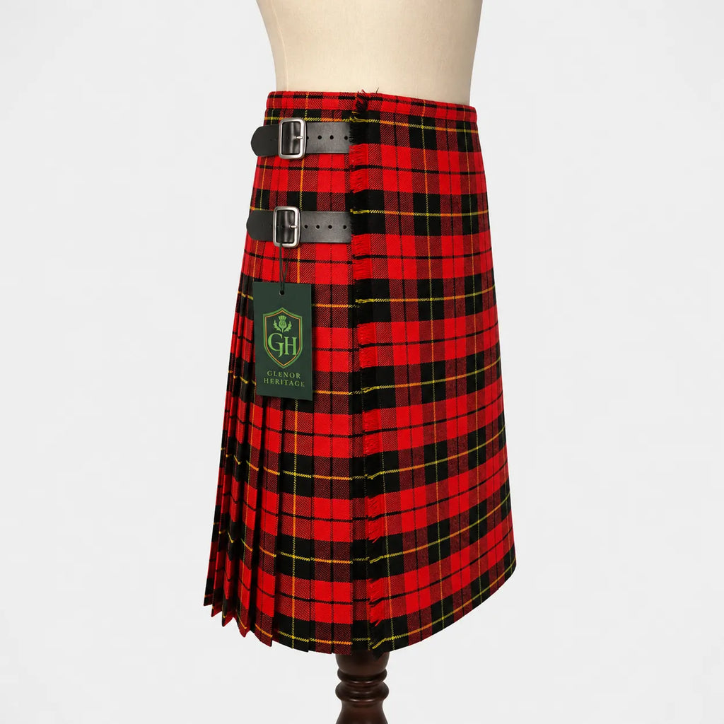 Wallace tartan kilt back pleat detail – premium acrylic wool Highland kilt by Glenor Heritage