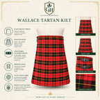 Wallace clan tartan kilt full length view – Scottish Highland kilt for weddings and Highland Games