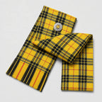 MacLeod of Lewis Tartan Sash front view – full-size women's Highland sash in vibrant yellow and black clan tartan by Glenor Heritage