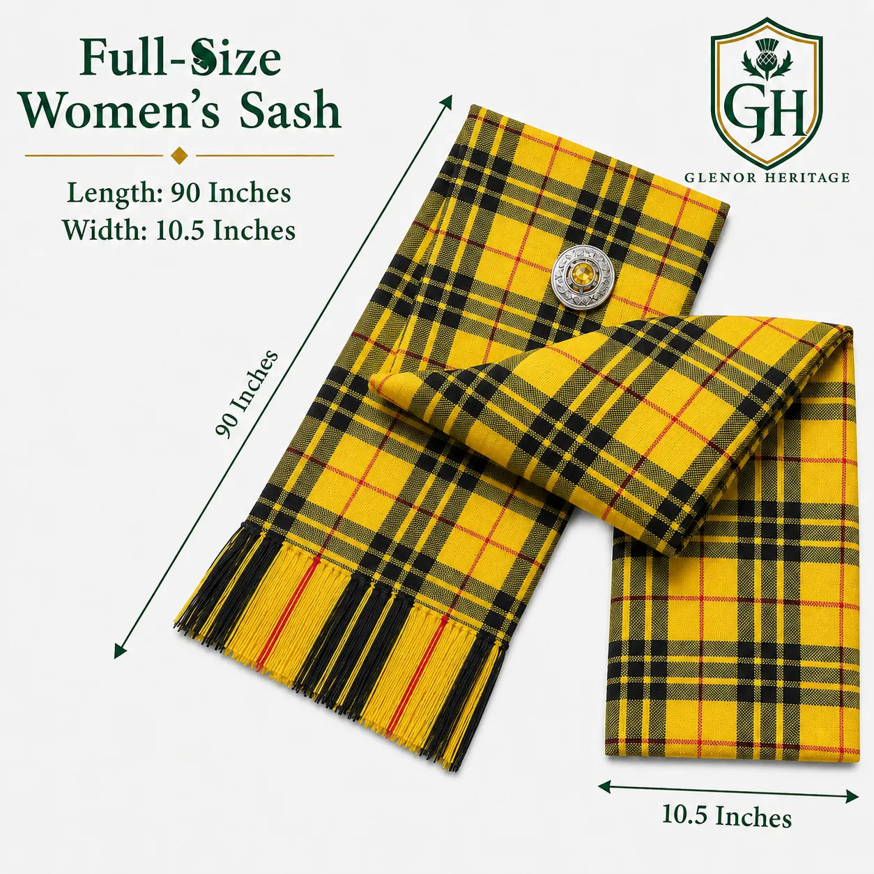 MacLeod of Lewis Tartan Sash – Full Size Women’s Highland Sash | Glenor Heritage