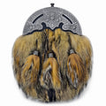Thistle premium fur dress sporran front view – formal Highland sporran with Scottish thistle cantle and elegant tassels by Glenor Heritage